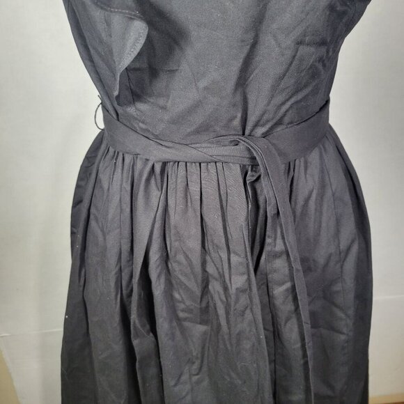 J.Crew Black Classic One-Shoulder Cotton Pleated Skirt Midi Dress Size 2P - Picture 6 of 14